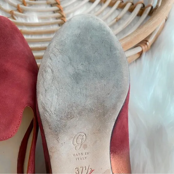 M. Gemi Petalo Loafers Flats Maroon Chianti Suede Metallic Suede Skip-on 37.5