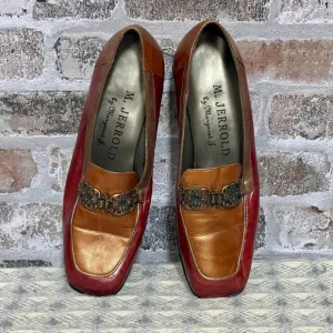 M. Jerrold by Margaret J. Two-Tone Leather Loafers‎ Vintage Bronze Hardware 6.5M