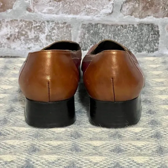 M. Jerrold by Margaret J. Two-Tone Leather Loafers‎ Vintage Bronze Hardware 6.5M