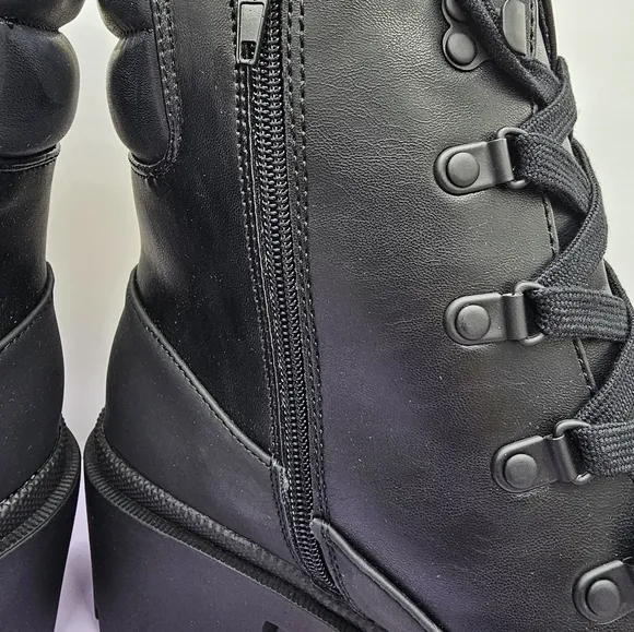 Madden Girl Black Zipper Platform Ankle Boots Size 10 Medium