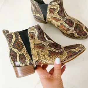 MADEWELL The Carina Boot in Snake Embossed Leather in Burnt Clay Multi