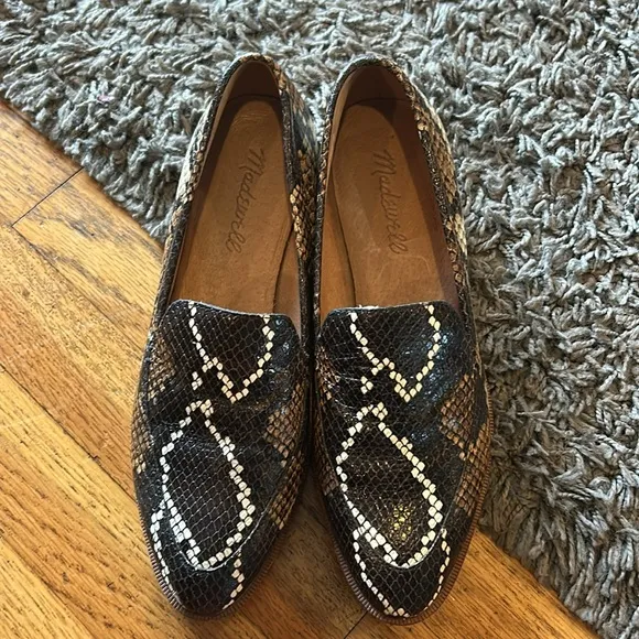 Madewell The Frances Loafer in Snake Embossed Leather Size 5.5