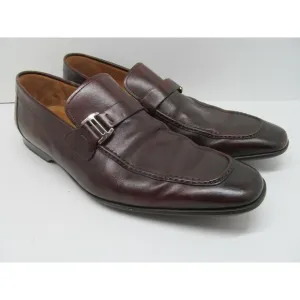 Magnanni Lino Mens Brown Leather Buckle Strap Loafers Size US 9 M