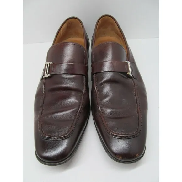Magnanni Lino Mens Brown Leather Buckle Strap Loafers Size US 9 M