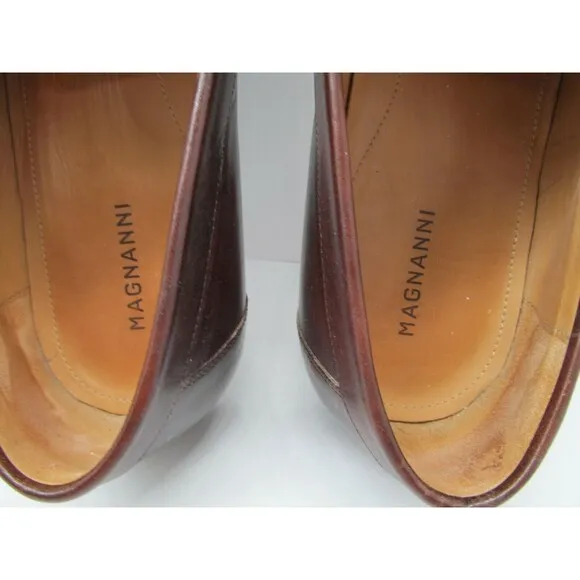 Magnanni Lino Mens Brown Leather Buckle Strap Loafers Size US 9 M