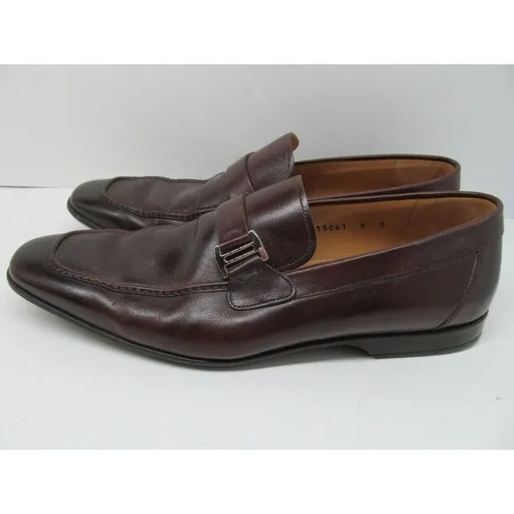 Magnanni Lino Mens Brown Leather Buckle Strap Loafers Size US 9 M