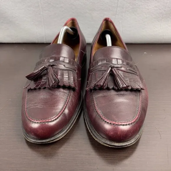 Magnanni Tasselled Leather Loafers Burgundy Size 13