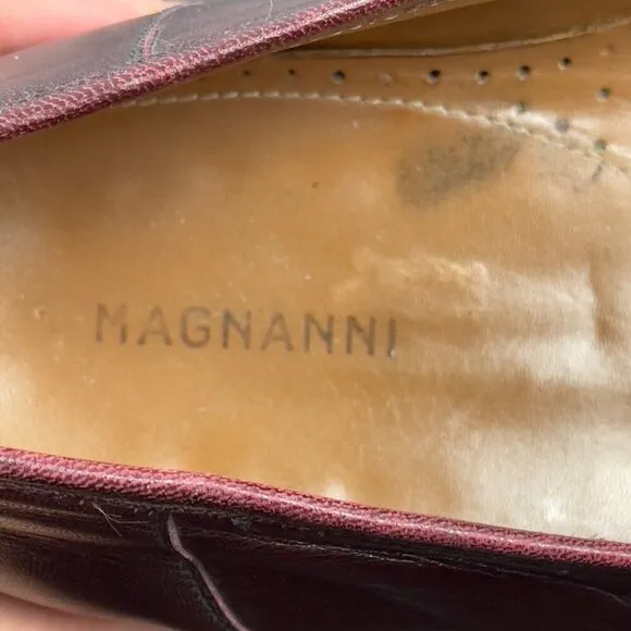 Magnanni Tasselled Leather Loafers Burgundy Size 13