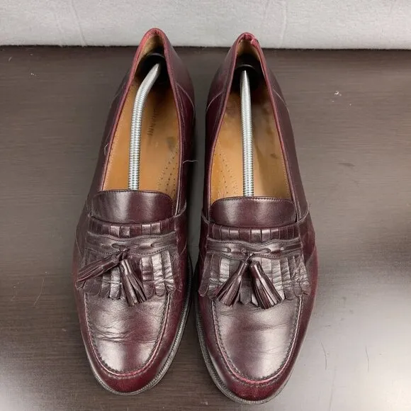 Magnanni Tasselled Leather Loafers Burgundy Size 13