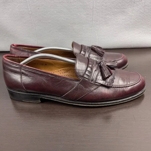 Magnanni Tasselled Leather Loafers Burgundy Size 13