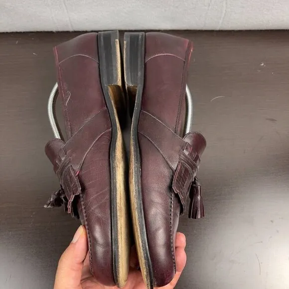 Magnanni Tasselled Leather Loafers Burgundy Size 13