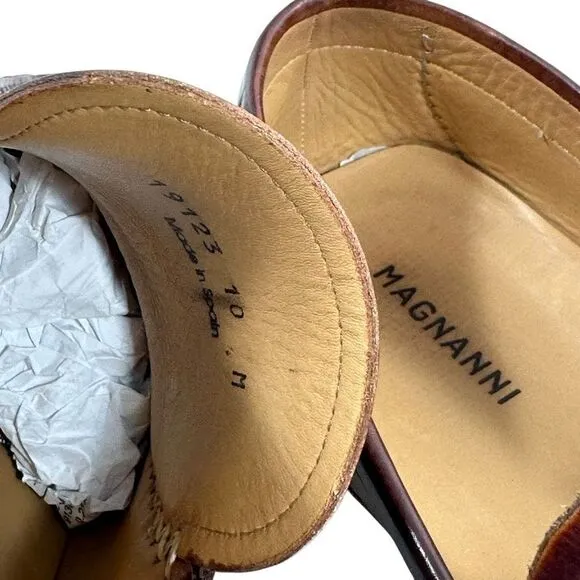 Magnanni Laguna Cognac Patina Leather Penny Loafers Men’s Size 10M