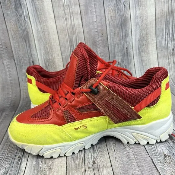 Maison Margiela Security Sneakers Men's EU 42 US 9 Red/ Yellow Suede Shoes