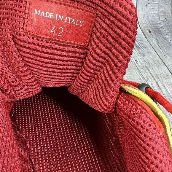 Maison Margiela Security Sneakers Men's EU 42 US 9 Red/ Yellow Suede Shoes