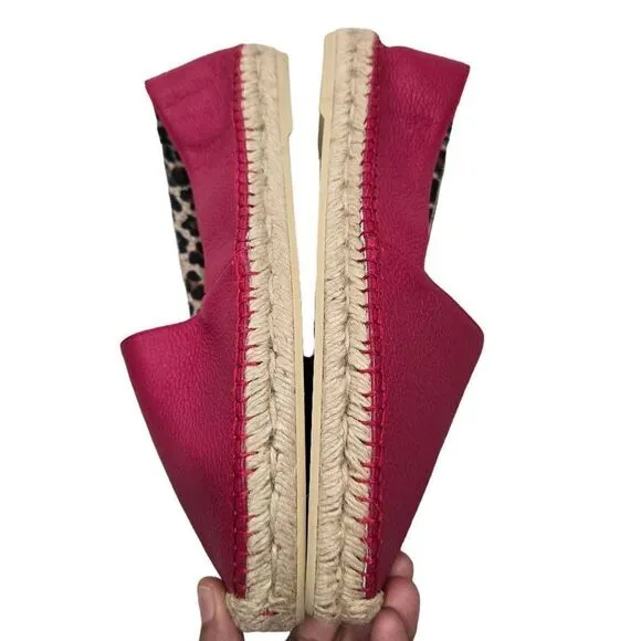 Maje Espadrille Flats Shoes Women's Red Size EU 40 Leather Slip On Outdoor