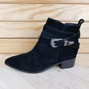 Marc Fisher 6.5 US Yandi Black Suede/Leather Ankle Boots Western Booties NEW