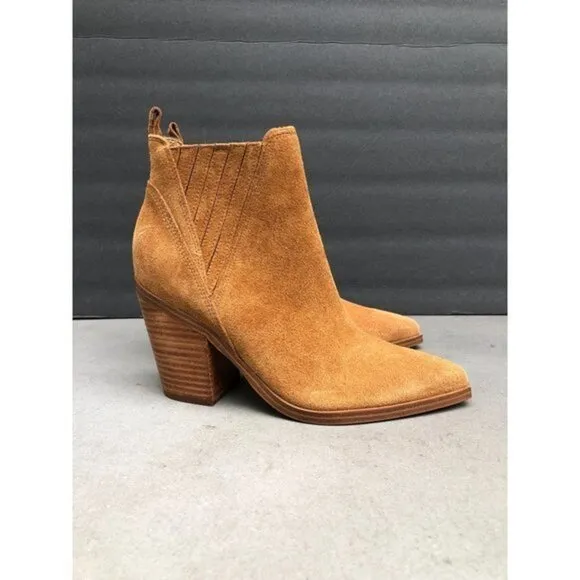 MARC FISHER ALVA POINTY TOE BROWN SUEDE BOOTIE SIZE 8.5