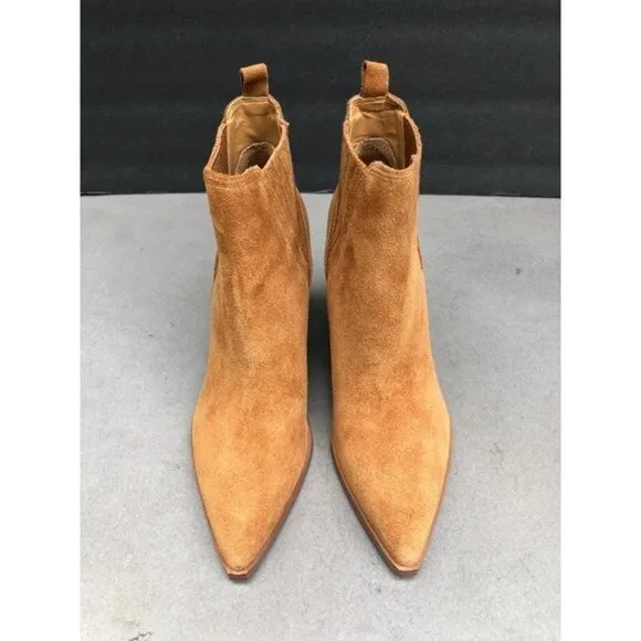 MARC FISHER ALVA POINTY TOE BROWN SUEDE BOOTIE SIZE 8.5