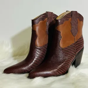 Marc Fisher Brown Gona Western Bootie Size 10 NWOB