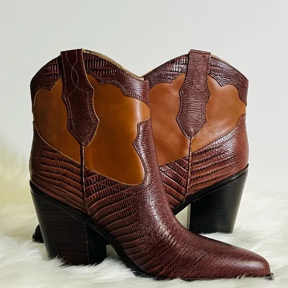 Marc Fisher Brown Gona Western Bootie Size 10 NWOB