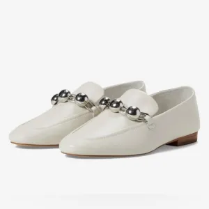 Marc Fisher Elenda White Leather Chain Loafers in Ivory - NWT