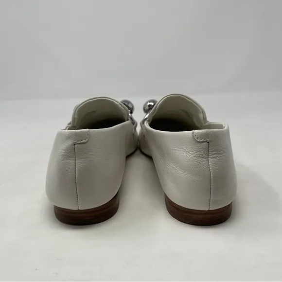 Marc Fisher Elenda White Leather Chain Loafers in Ivory - NWT