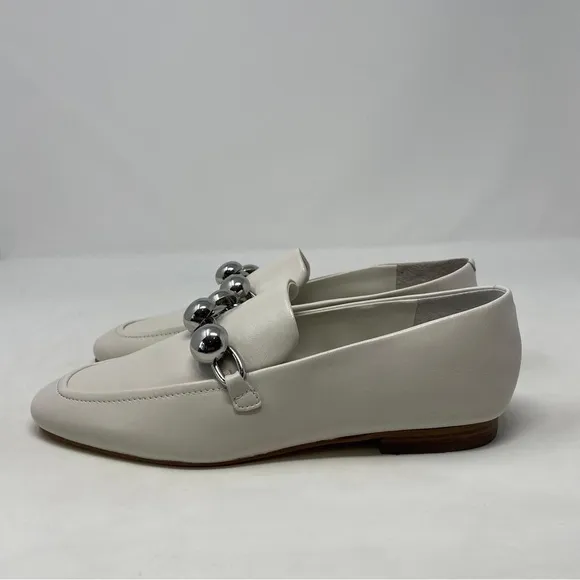 Marc Fisher Elenda White Leather Chain Loafers in Ivory - NWT