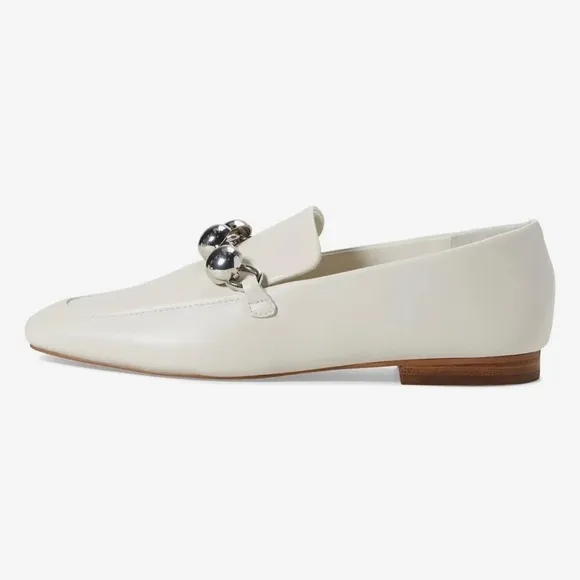 Marc Fisher Elenda White Leather Chain Loafers in Ivory - NWT