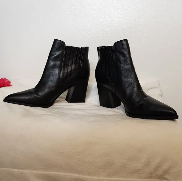 Marc Fisher Womens Ellard Pointy Toe Boots Ankle Booties Classic Leather Spring