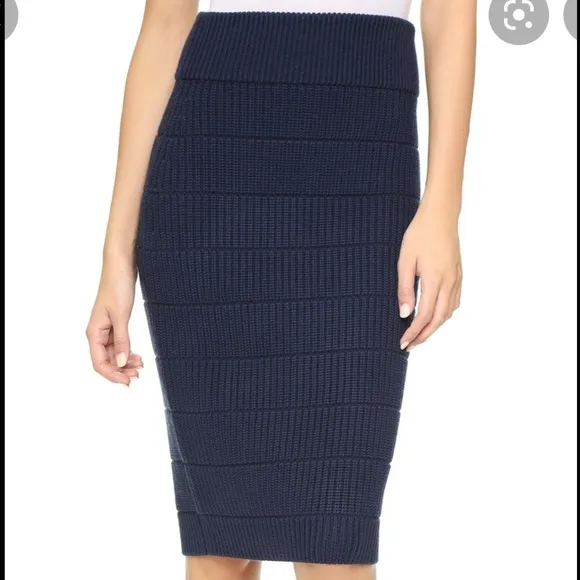 Marc Jacobs Blue Ribbed Sweater Pencil Skirt NEW M