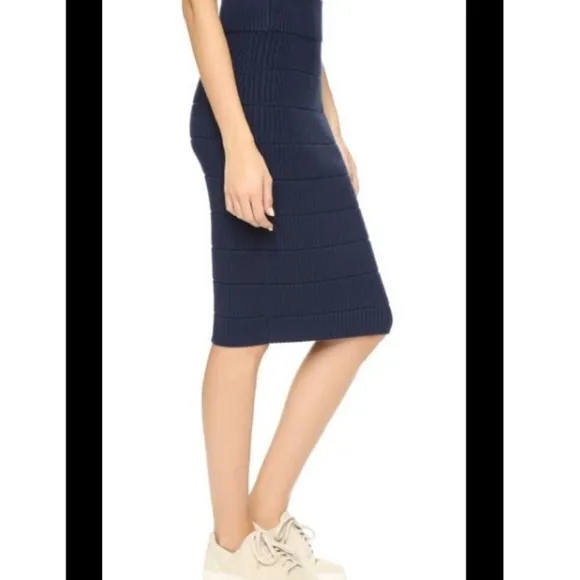 Marc Jacobs Blue Ribbed Sweater Pencil Skirt NEW M