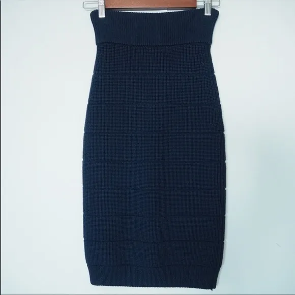 Marc Jacobs Blue Ribbed Sweater Pencil Skirt NEW M