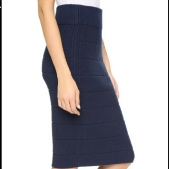 Marc Jacobs Blue Ribbed Sweater Pencil Skirt NEW M
