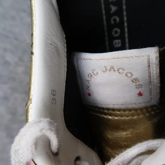 Marc Jacobs Shoes Womens 36 Sneakers Empire Lifestyle Metallic Gold Leather Low