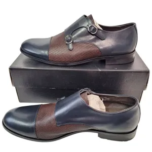 Marc Joseph Men's Grand Central Navy Napa/Brown Dress Shoes Buckle Loafers 10.5