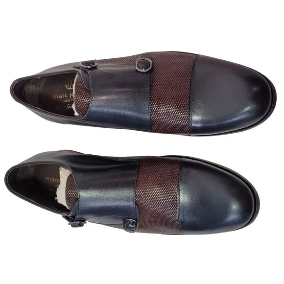Marc Joseph Men's Grand Central Navy Napa/Brown Dress Shoes Buckle Loafers 10.5
