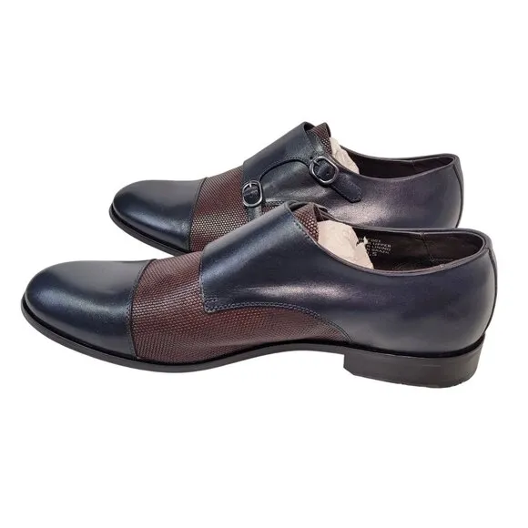Marc Joseph Men's Grand Central Navy Napa/Brown Dress Shoes Buckle Loafers 10.5