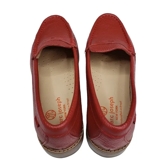 Marc Joseph | NIB East Village Red Berry Grainy Classic Leather Loafers Girl 1.5