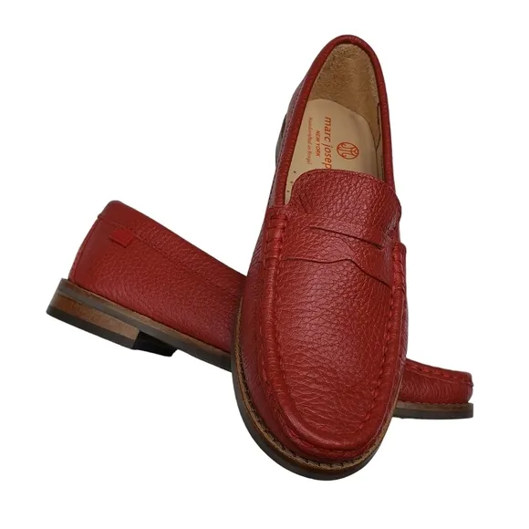 Marc Joseph | NIB East Village Red Berry Grainy Classic Leather Loafers Girl 1.5