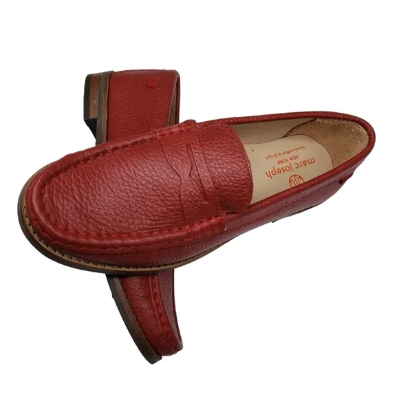 Marc Joseph | NIB East Village Red Berry Grainy Classic Leather Loafers Girl 1.5
