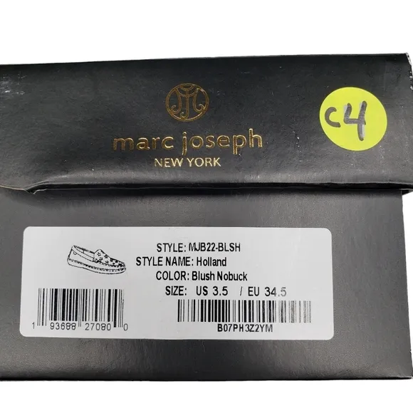 Marc Joseph | NIB Holland Blush Nobuck Silver Star Leather Chic Loafers Girl 3.5