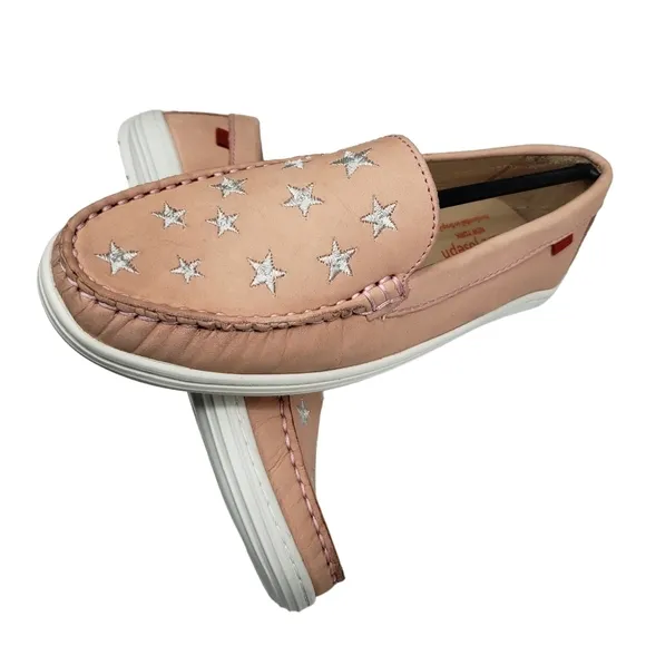 Marc Joseph | NIB Holland Blush Nobuck Silver Star Leather Chic Loafers Girl 3.5