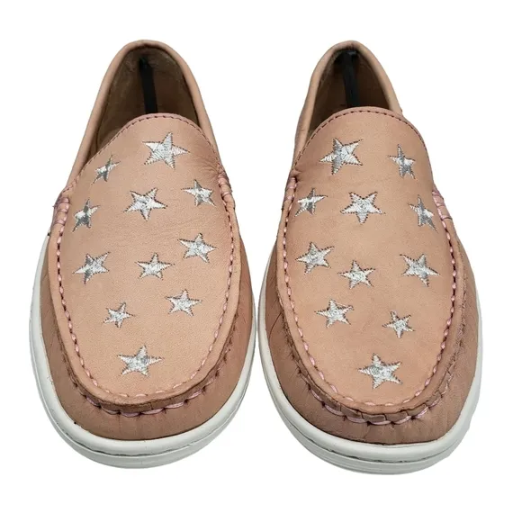 Marc Joseph | NIB Holland Blush Nobuck Silver Star Leather Chic Loafers Girl 3.5