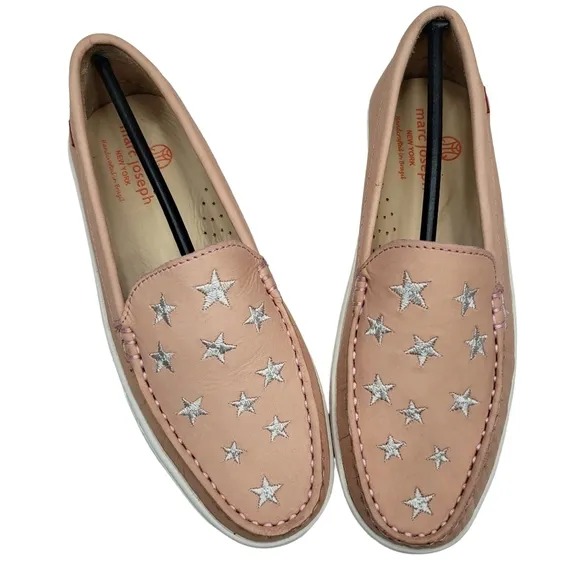 Marc Joseph | NIB Holland Blush Nobuck Silver Star Leather Chic Loafers Girl 3.5