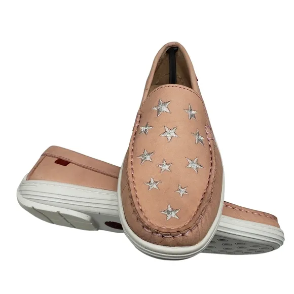 Marc Joseph | NIB Holland Blush Nobuck Silver Star Leather Chic Loafers Girl 3.5