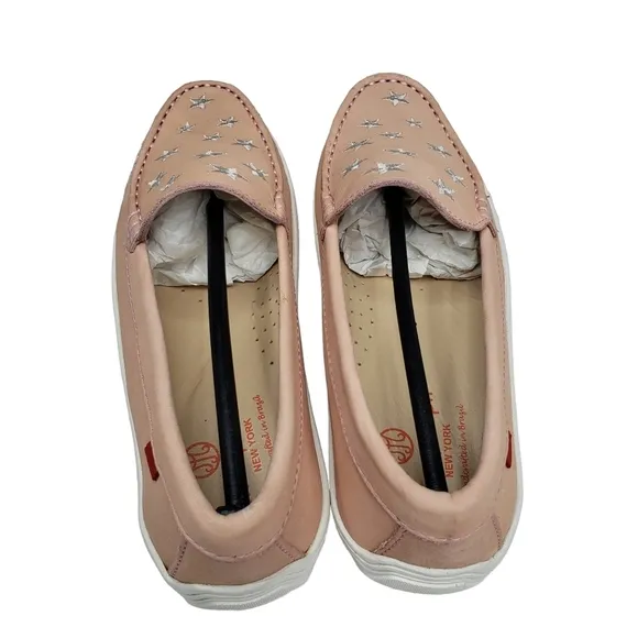 Marc Joseph | NIB Holland Blush Nobuck Silver Star Leather Chic Loafers Girl 3.5