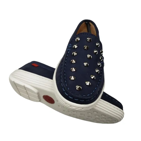 Marc Joseph | NIB Louisville Navy Nobuck Blue Leather Studded Loafers Girl's 11