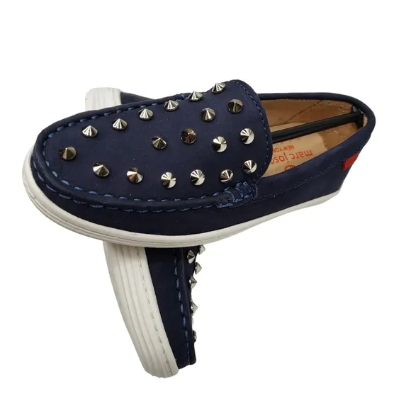 Marc Joseph | NIB Louisville Navy Nobuck Blue Leather Studded Loafers Girl's 11