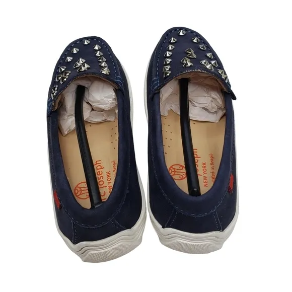 Marc Joseph | NIB Louisville Navy Nobuck Blue Leather Studded Loafers Girl's 11