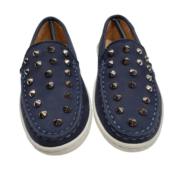 Marc Joseph | NIB Louisville Navy Nobuck Blue Leather Studded Loafers Girl's 11